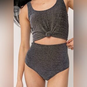 Coral Reef Swim (now Manava Swim) Black Shimmer Two-Piece Swimsuit